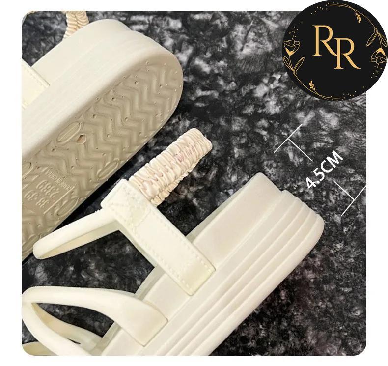 【送料無料】 rrstyle レディース 美脚効果バッチリ プラットフォーム ファッション 厚底 丸トゥ ゴム入り サンダル