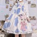 【送料無料】rrstyleレディース 2点セット 無地ラウンドカラーシングルブレストブラウス+ドット柄スクエアネックノースリーブワンピース