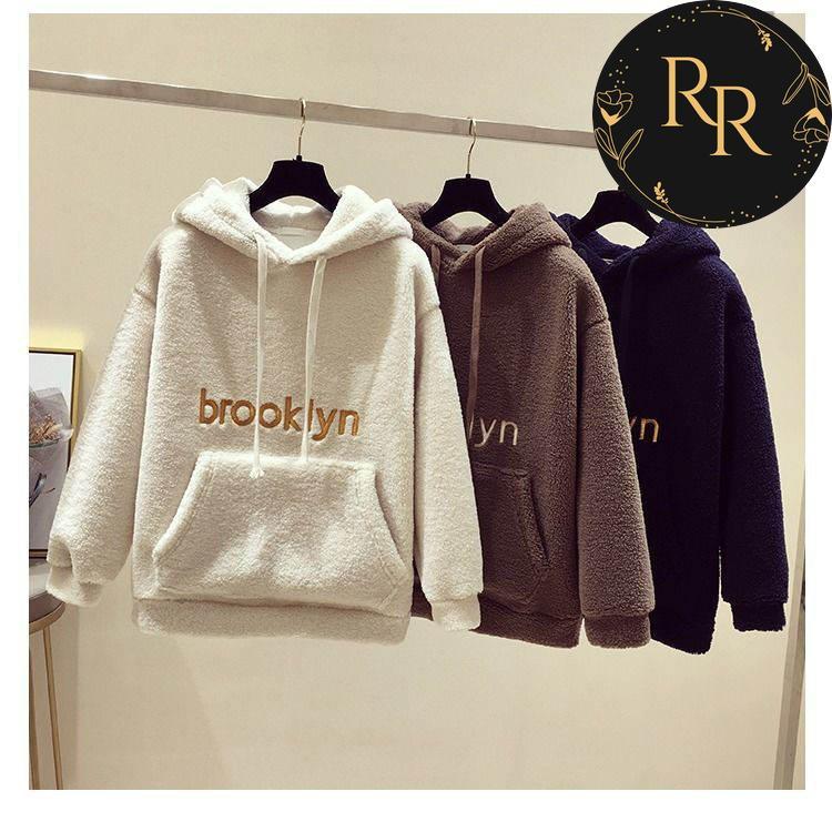 【送料無料】rrstyleレディース 無地フード付きポケット付き刺繍ボウタイセットアップ