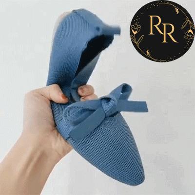 【送料無料】 rrstyle レディース カジュアル 通気性抜群 柔軟性 ニット ポインテッドトゥ フラットシューズ カジュアル パンプス