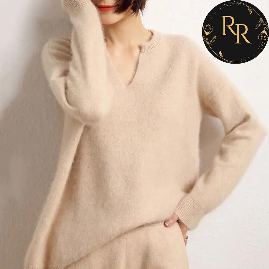 【送料無料】 rrstyle レディース シンプル モード Vネック プルオーバー  可愛いだけじゃない「繊細」なトップス ニットセーター