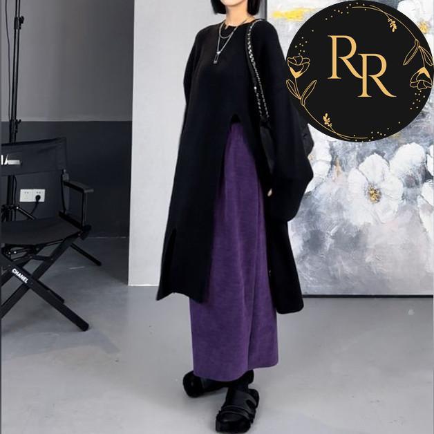 【送料無料】rrstyleレディース 2点セット カジュアル無地不規則スリットワンピース+スカート