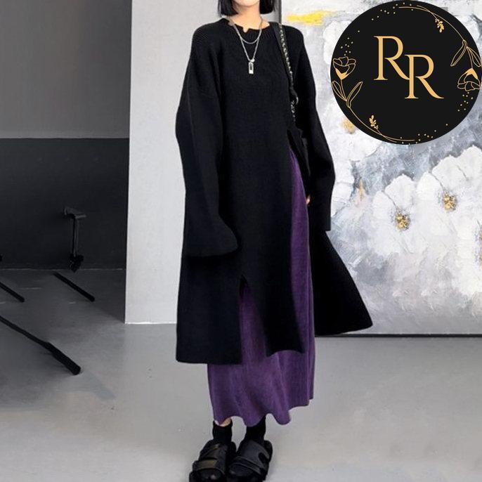 【送料無料】rrstyleレディース 2点セット カジュアル無地不規則スリットワンピース+スカート
