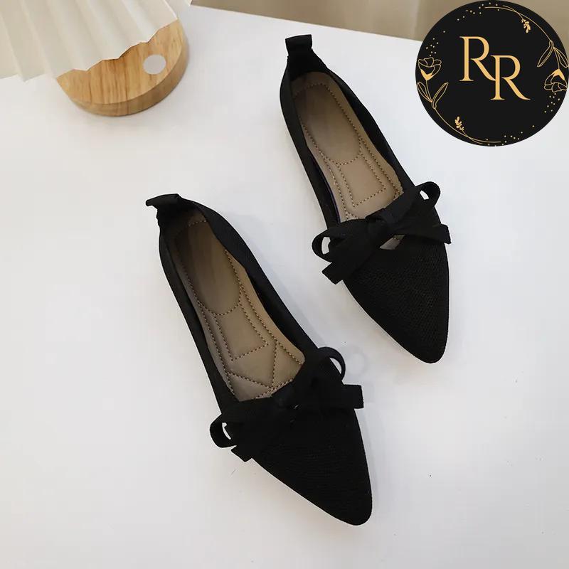【送料無料】 rrstyle レディース カジュアル 通気性抜群 柔軟性 ニット ポインテッドトゥ フラットシューズ カジュアル パンプス