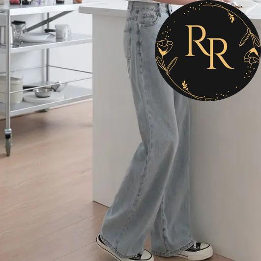 【送料無料】 rrstyle レディース 「脚長効果」ロング丈 シンプル ハイウエスト ライトブルー デニム