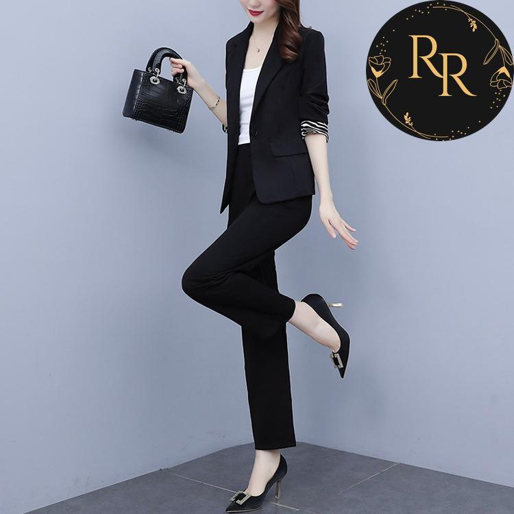 【送料無料】rrstyleレディース ２点セット OL/オフィスセットアップ通勤着瘦せスーツ+パンツ