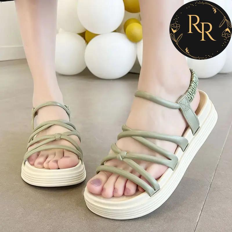 【送料無料】 rrstyle レディース 美脚効果バッチリ プラットフォーム ファッション 厚底 丸トゥ ゴム入り サンダル