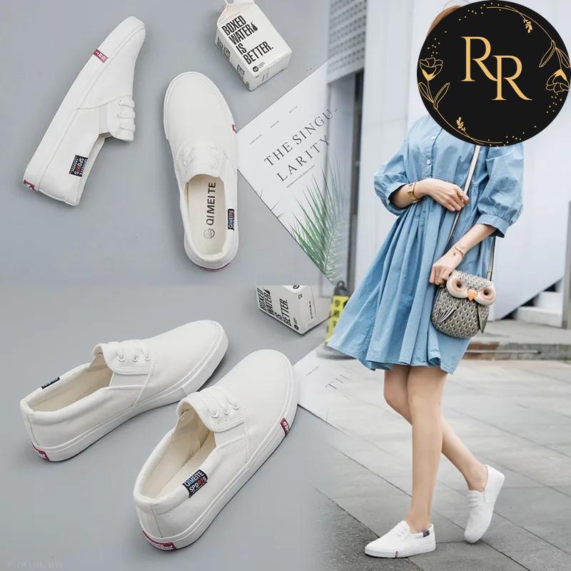 【送料無料】 rrstyle レディース 毎週新商品を更新！韓国系清新無地カジュアルシンプルデザイン帆布puフラットシューズパンプス