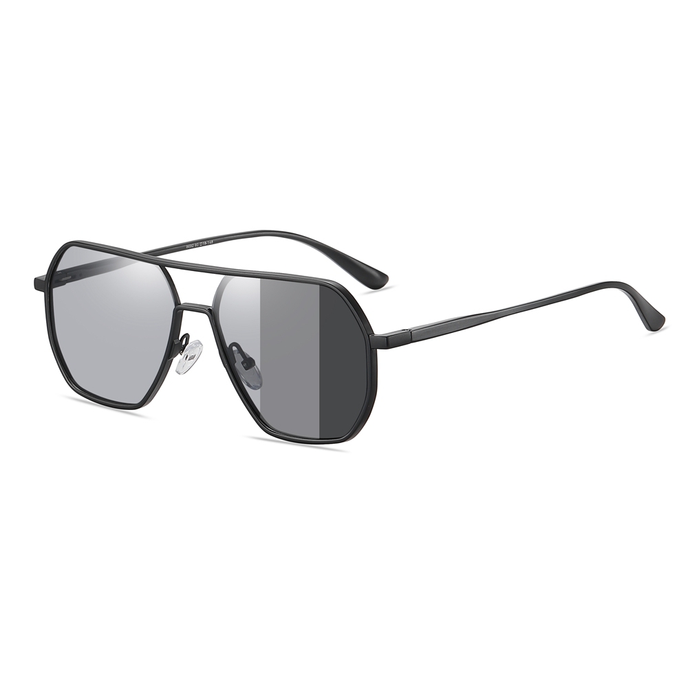 Unisex Aluminum Magnesium Flat Top Navigator Sunglasses for Men Oversized Square Aviator Polarized Driving Sun Glasses