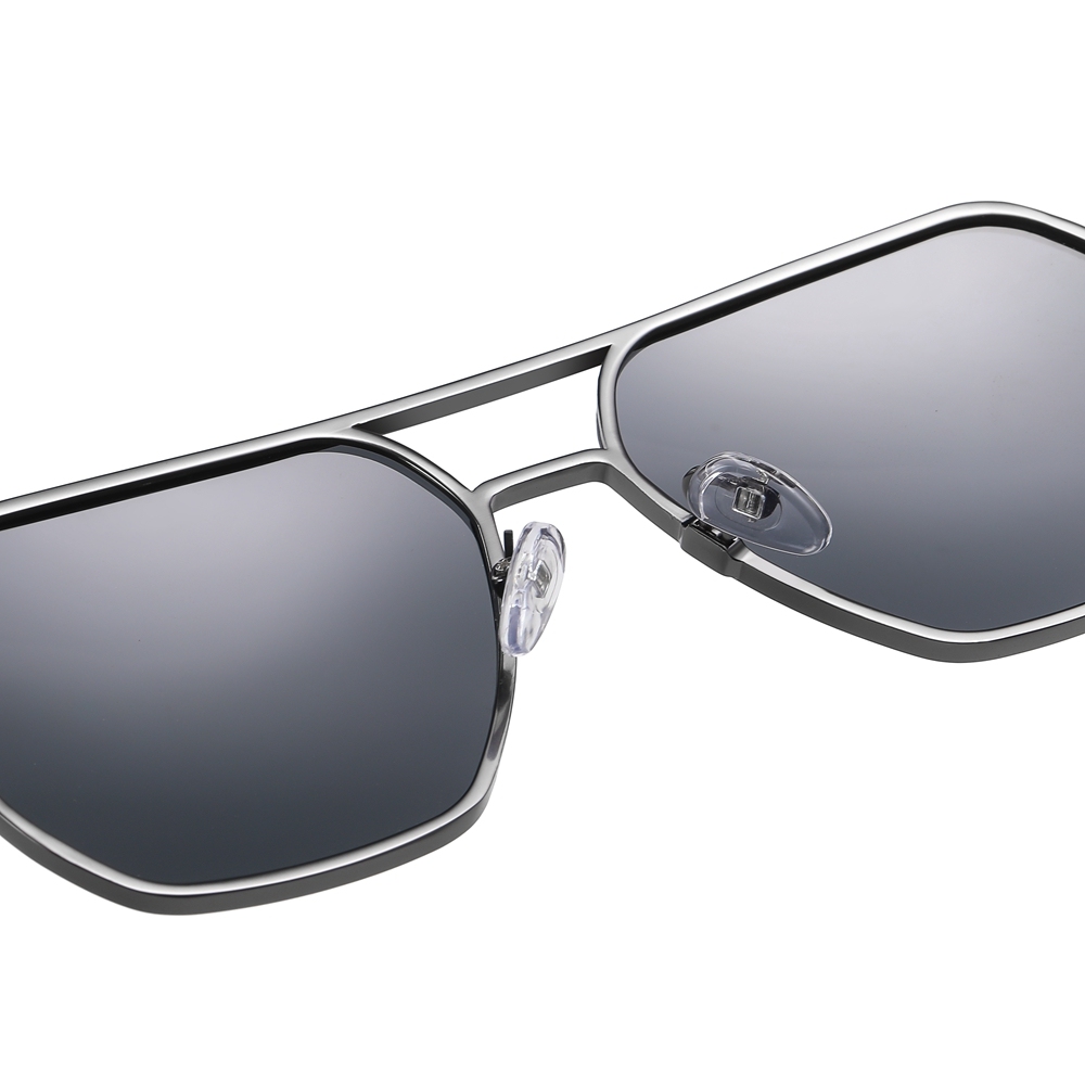 Unisex Aluminum Magnesium Flat Top Navigator Sunglasses for Men Oversized Square Aviator Polarized Driving Sun Glasses