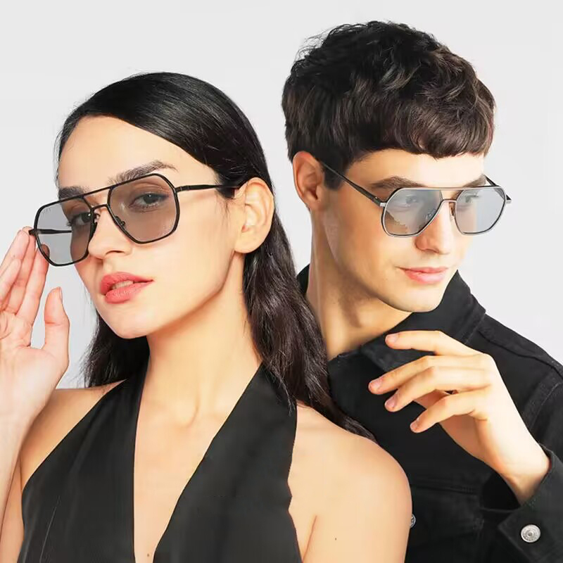 Unisex Aluminum Magnesium Flat Top Navigator Sunglasses for Men Oversized Square Aviator Polarized Driving Sun Glasses