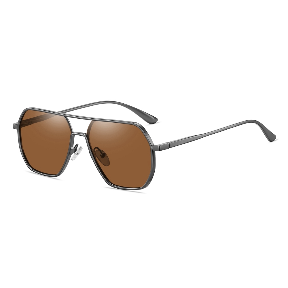 Unisex Aluminum Magnesium Flat Top Navigator Sunglasses for Men Oversized Square Aviator Polarized Driving Sun Glasses