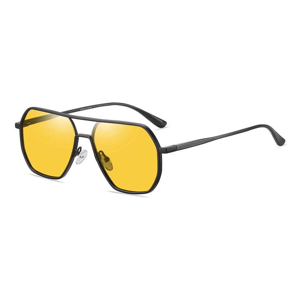 Unisex Aluminum Magnesium Flat Top Navigator Sunglasses for Men Oversized Square Aviator Polarized Driving Sun Glasses