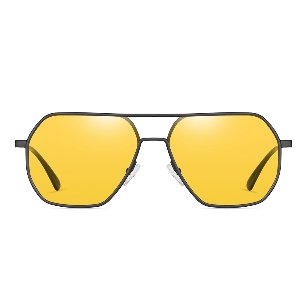 Unisex Aluminum Magnesium Flat Top Navigator Sunglasses for Men Oversized Square Aviator Polarized Driving Sun Glasses