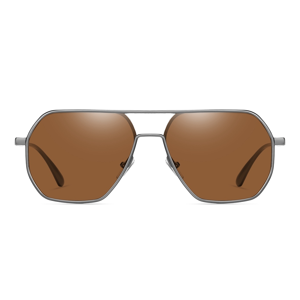 Unisex Aluminum Magnesium Flat Top Navigator Sunglasses for Men Oversized Square Aviator Polarized Driving Sun Glasses