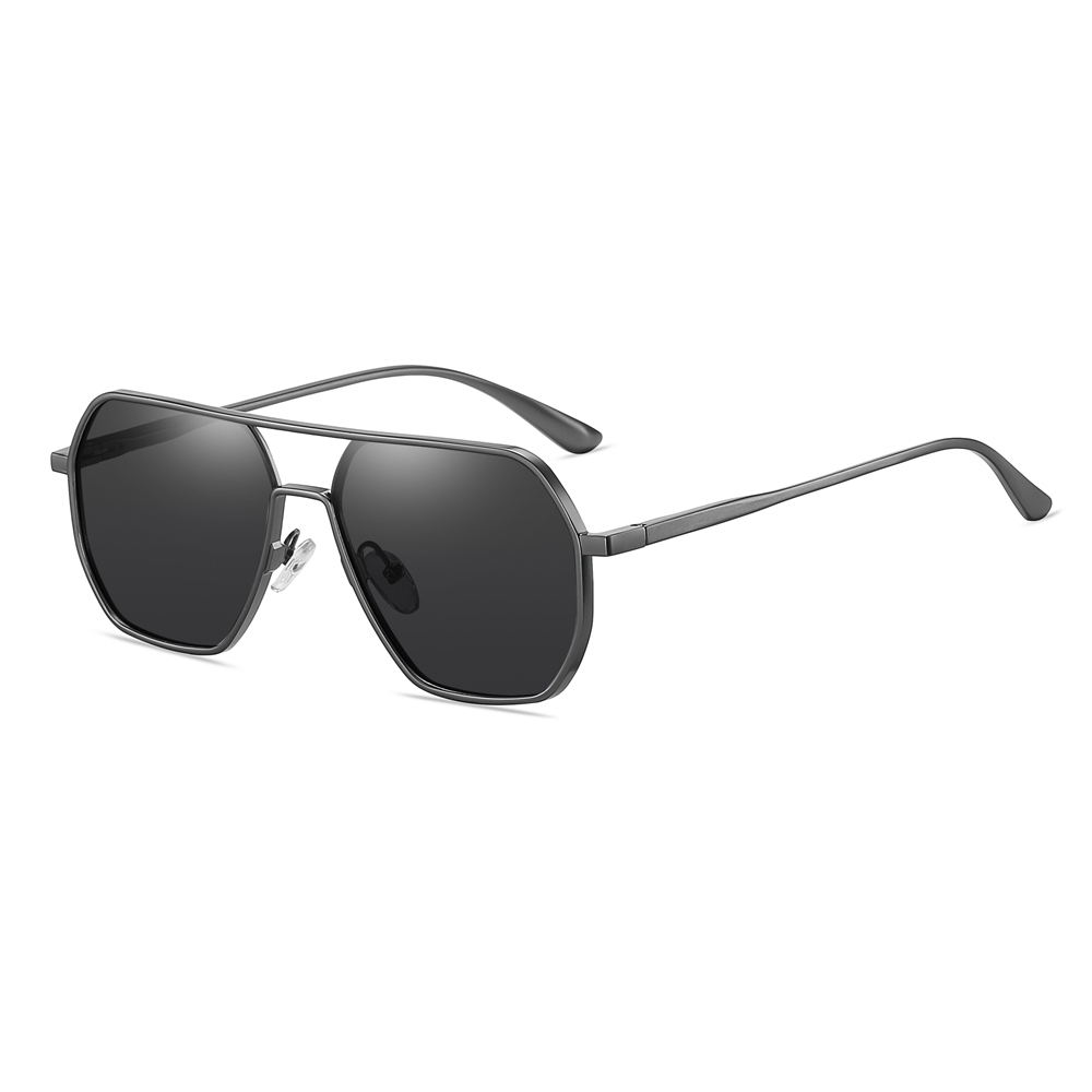 Unisex Aluminum Magnesium Flat Top Navigator Sunglasses for Men Oversized Square Aviator Polarized Driving Sun Glasses