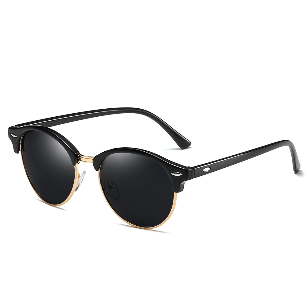 Unisex Designer Phantos Sunglasses for Women Clubround Polarized Sun Glasses Mens Classic Metal Rivet Browline Sunglass 4246