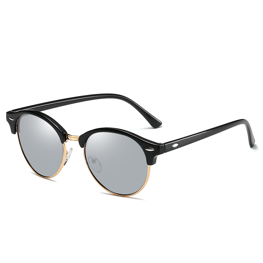 Unisex Designer Phantos Sunglasses for Women Clubround Polarized Sun Glasses Mens Classic Metal Rivet Browline Sunglass 4246