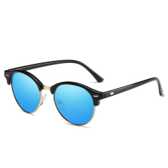 Bulk Buy Men's Clubround Popular Vintage Sunglasses with Metal Rivets Phantos Browline Shades for Women Polarized Everyday Glasses Wholesale