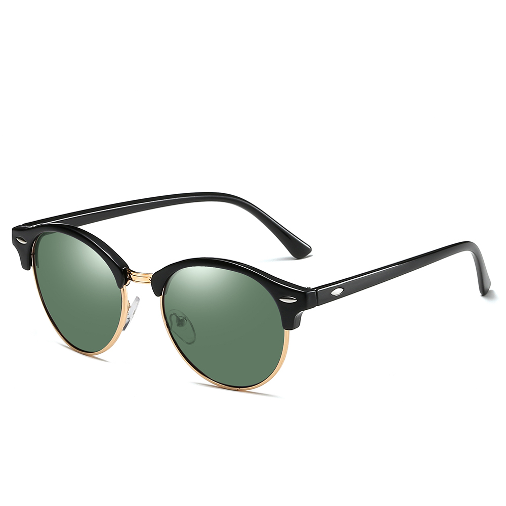 Unisex Designer Phantos Sunglasses for Women Clubround Polarized Sun Glasses Mens Classic Metal Rivet Browline Sunglass 4246