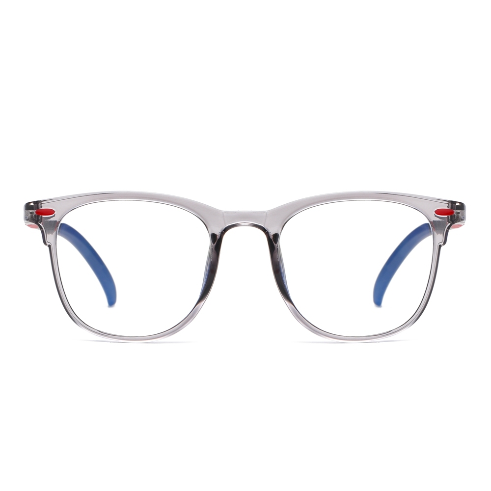 Kids TR-90 Horn Rimmed Square Non-prescription Clear Eyeglasses for Children Blue Light Blocking Glasses with Flexible Spring
