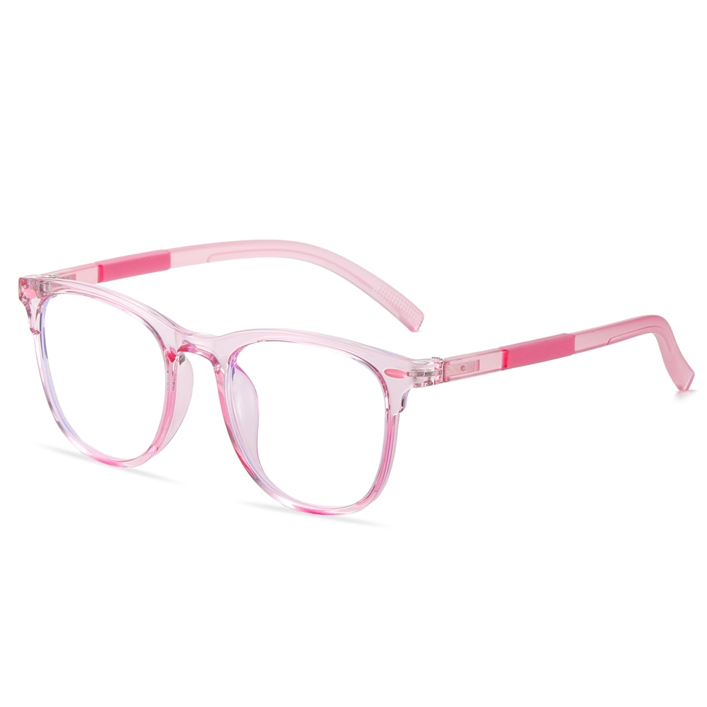 Kids TR-90 Horn Rimmed Square Non-prescription Clear Eyeglasses for Children Blue Light Blocking Glasses with Flexible Spring