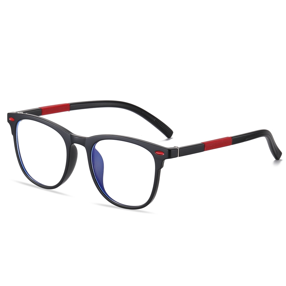 Kids TR-90 Horn Rimmed Square Non-prescription Clear Eyeglasses for Children Blue Light Blocking Glasses with Flexible Spring