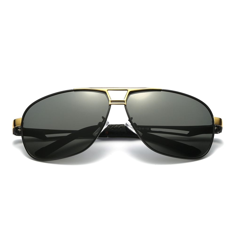 Mens Oversized Metal Navigator Sunglass for Driver Big Rectangular Aviator Sunglasses Men Anti-reflective Coating Polarized Sun Glasses