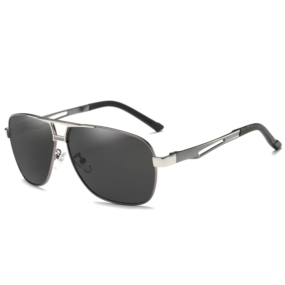 Mens Oversized Metal Navigator Sunglass for Driver Big Rectangular Aviator Sunglasses Men Anti-reflective Coating Polarized Sun Glasses