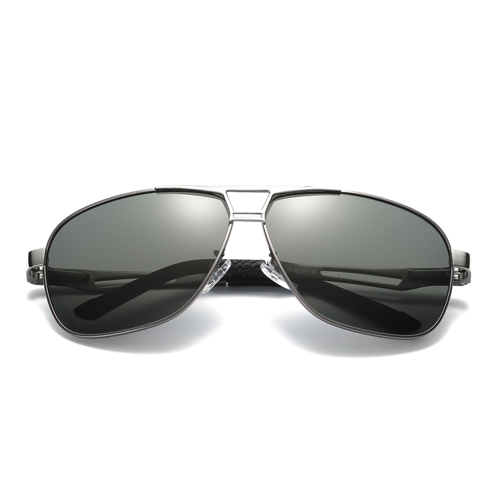 Mens Oversized Metal Navigator Sunglass for Driver Big Rectangular Aviator Sunglasses Men Anti-reflective Coating Polarized Sun Glasses