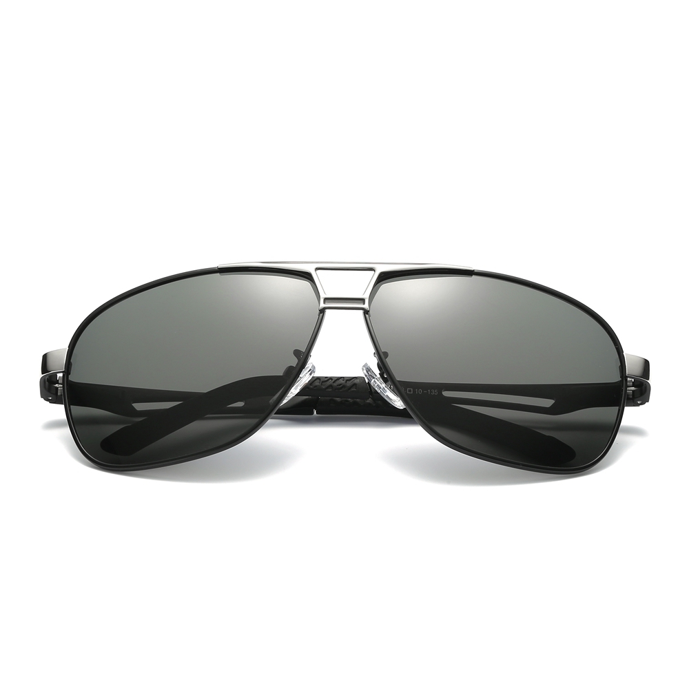Mens Oversized Metal Navigator Sunglass for Driver Big Rectangular Aviator Sunglasses Men Anti-reflective Coating Polarized Sun Glasses