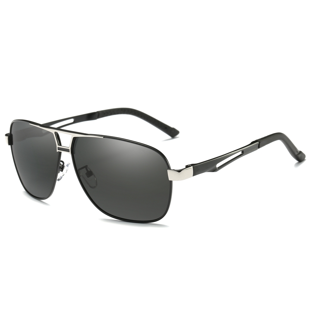 Mens Oversized Metal Navigator Sunglass for Driver Big Rectangular Aviator Sunglasses Men Anti-reflective Coating Polarized Sun Glasses