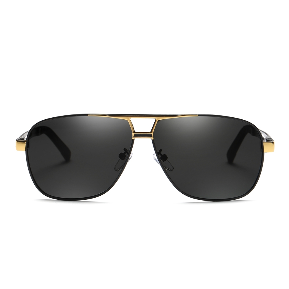Mens Oversized Metal Navigator Sunglass for Driver Big Rectangular Aviator Sunglasses Men Anti-reflective Coating Polarized Sun Glasses