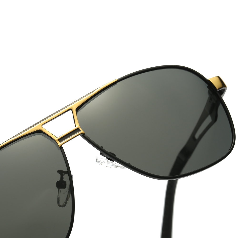 Mens Oversized Metal Navigator Sunglass for Driver Big Rectangular Aviator Sunglasses Men Anti-reflective Coating Polarized Sun Glasses