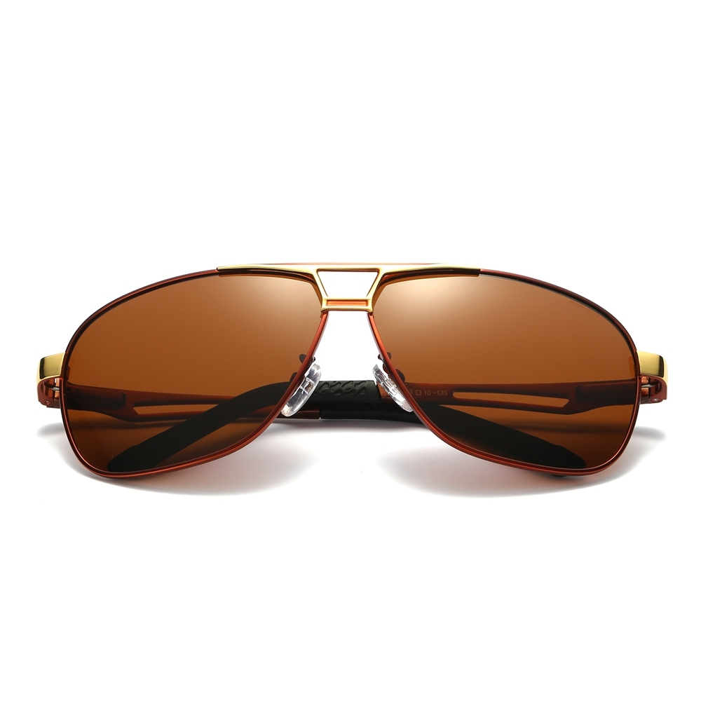Mens Oversized Metal Navigator Sunglass for Driver Big Rectangular Aviator Sunglasses Men Anti-reflective Coating Polarized Sun Glasses