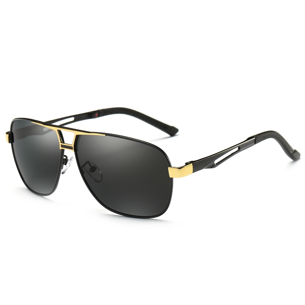 Mens Oversized Metal Navigator Sunglass for Driver Big Rectangular Aviator Sunglasses Men Anti-reflective Coating Polarized Sun Glasses
