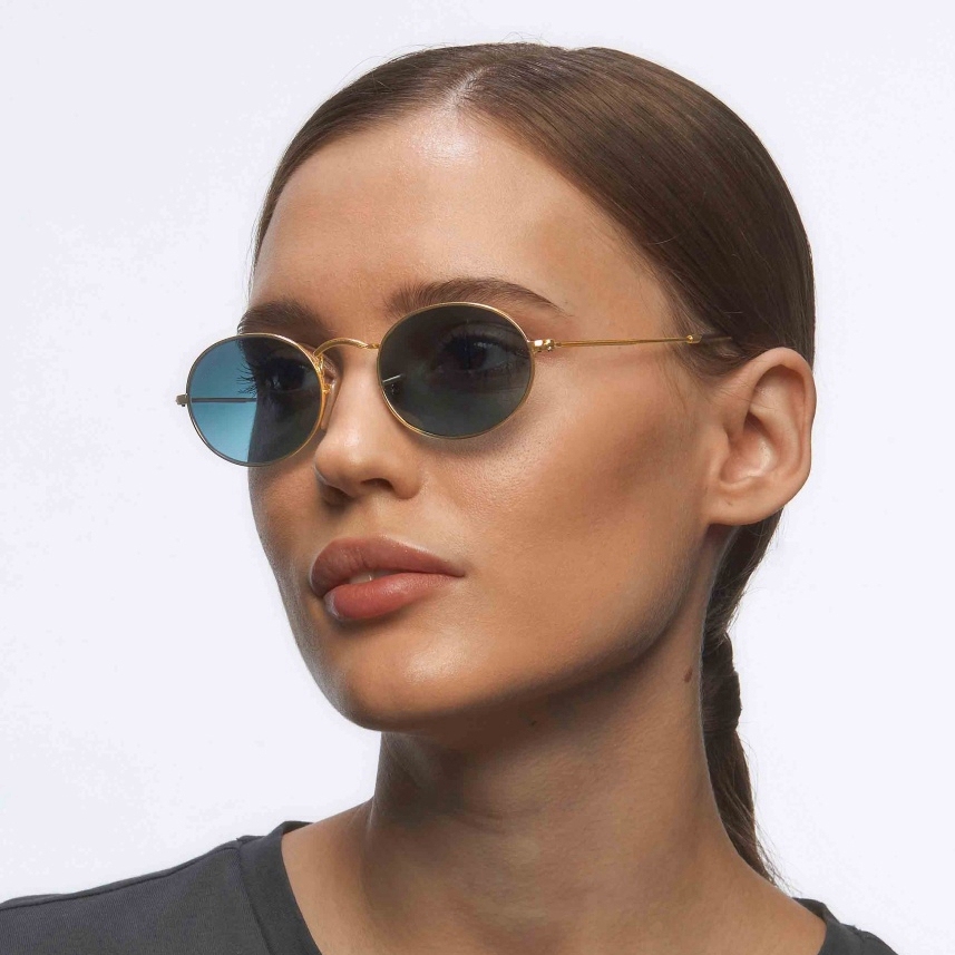 Unisex Designer Small Oval Sunglasses for Men Classic Retro Polarized Sun Glasses Womens Coin Edge Metal Sunglass RB3547N