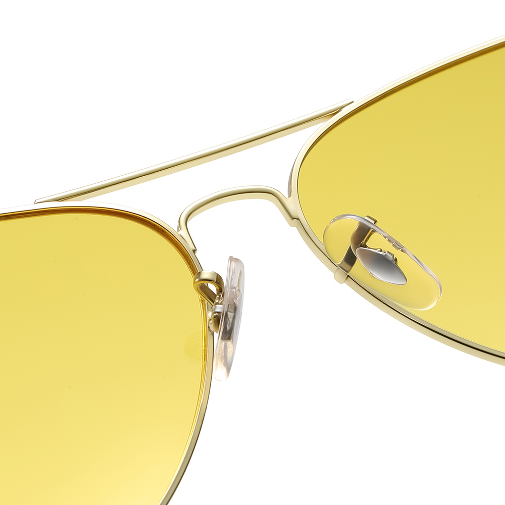 Unisex Aviator Yellow Polarized Glasses for Driving at Night Against Lights Nighttime to Reduce Glare Nightglasses 3025