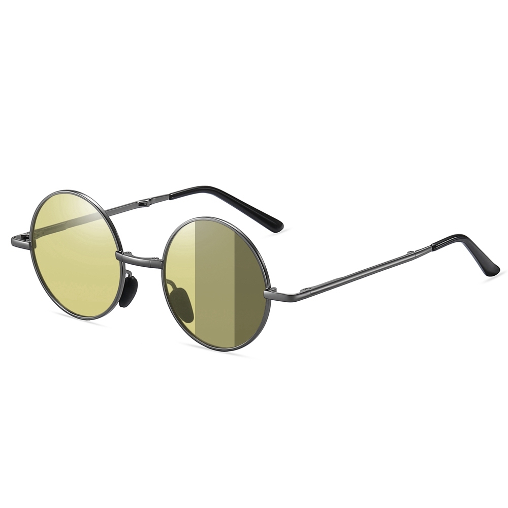 Men's Retro Round Folding Sun Glasses for Women Pocket Foldable Circle Sunglasses Vintage Portable Travel Polarized Sunglass