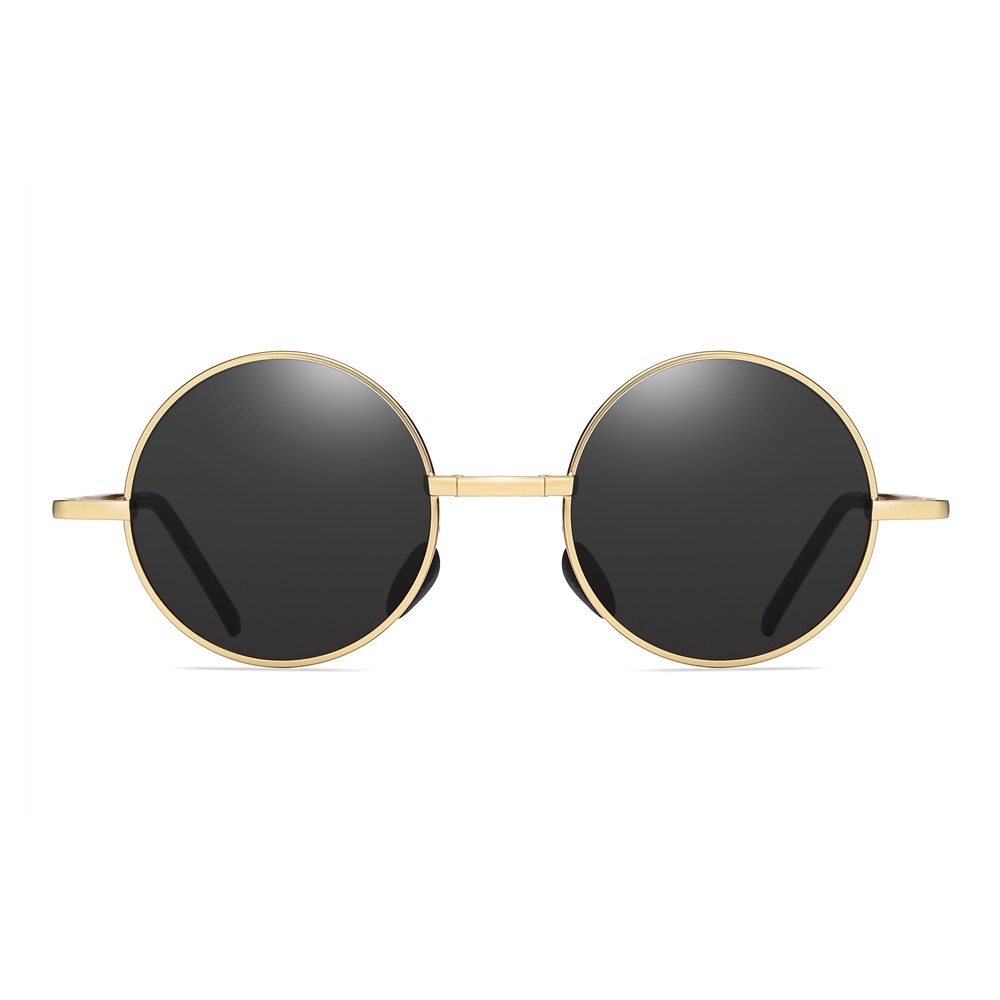 Men's Retro Round Folding Sun Glasses for Women Pocket Foldable Circle Sunglasses Vintage Portable Travel Polarized Sunglass