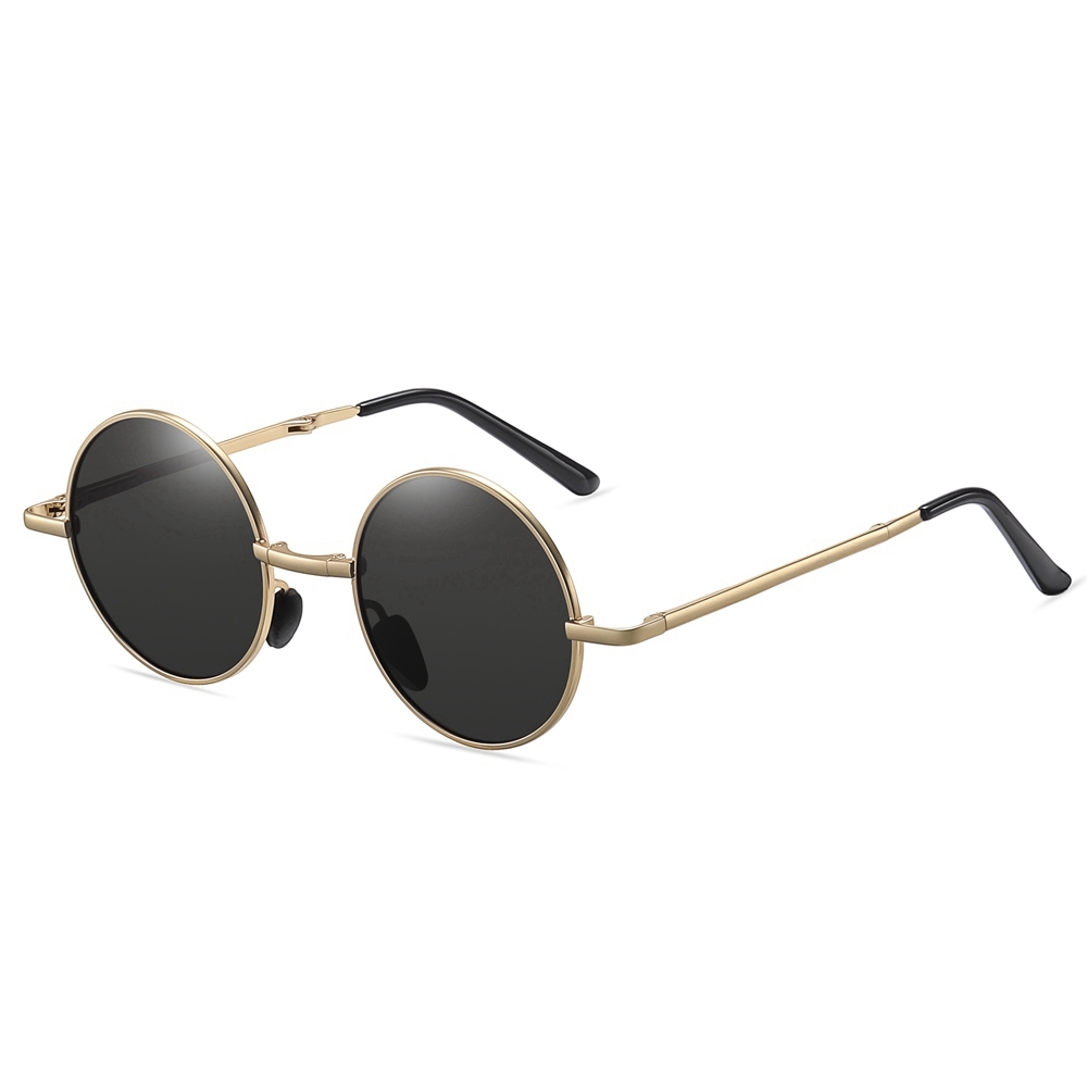 Men's Retro Round Folding Sun Glasses for Women Pocket Foldable Circle Sunglasses Vintage Portable Travel Polarized Sunglass