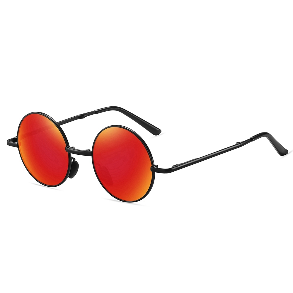Men's Retro Round Folding Sun Glasses for Women Pocket Foldable Circle Sunglasses Vintage Portable Travel Polarized Sunglass