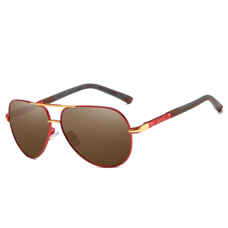 Readystock Custom Engraved Sunglasses Bulk Mens Oversized Aviator Metal Sunglass Two Tone Frame Polarized Driving Glasses