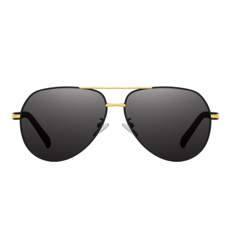 Readystock Custom Engraved Sunglasses Bulk Mens Oversized Aviator Metal Sunglass Two Tone Frame Polarized Driving Glasses