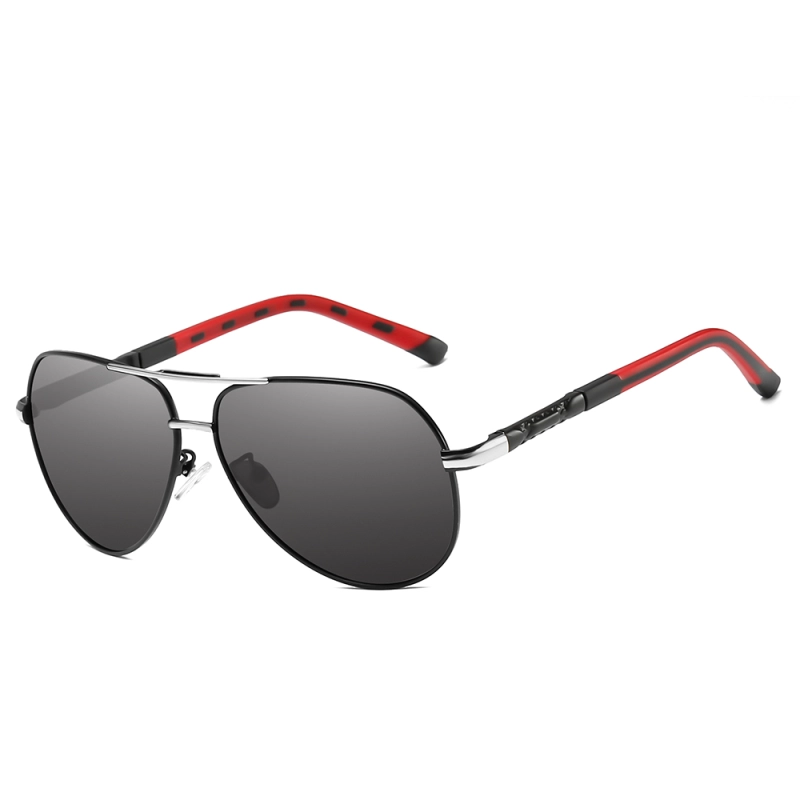 Readystock Custom Engraved Sunglasses Bulk Mens Oversized Aviator Metal Sunglass Two Tone Frame Polarized Driving Glasses