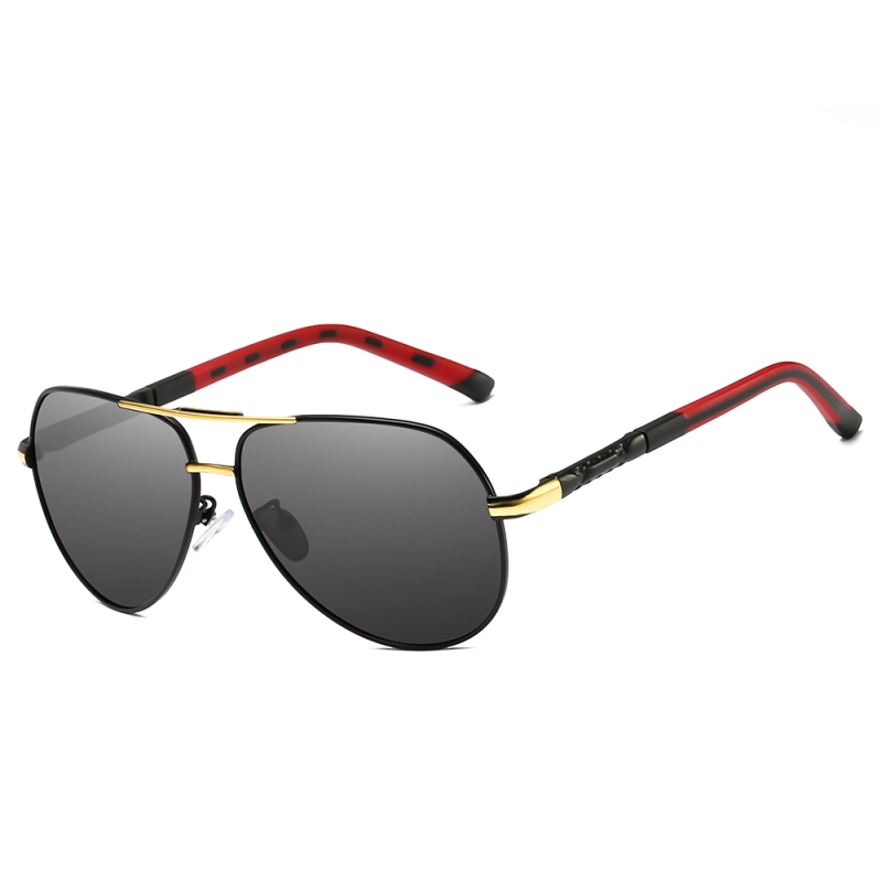 Readystock Custom Engraved Sunglasses Bulk Mens Oversized Aviator Metal Sunglass Two Tone Frame Polarized Driving Glasses