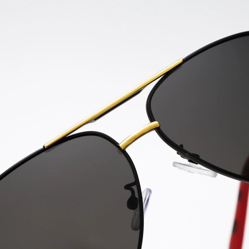 Readystock Custom Engraved Sunglasses Bulk Mens Oversized Aviator Metal Sunglass Two Tone Frame Polarized Driving Glasses