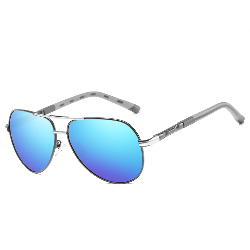 Readystock Custom Engraved Sunglasses Bulk Mens Oversized Aviator Metal Sunglass Two Tone Frame Polarized Driving Glasses