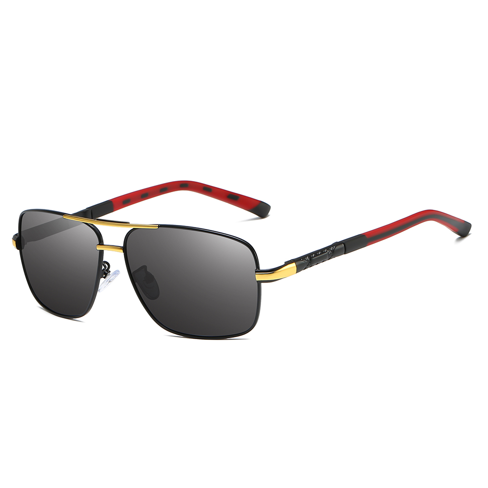 Custom Engraved Casual Rectangle Metal Sunglasses AR Coating Polarized Everyday Shades for Men's Two Tone Double Bridge Driving Glasses Wholesale