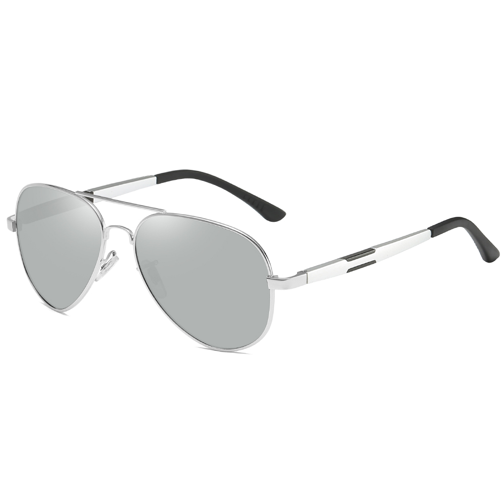Ready Stock Men's Business Casual Sunglasses Aviator Metal Frame Teardrop Shape Pilot Polarized Driving Glasses  Aluminium Temple